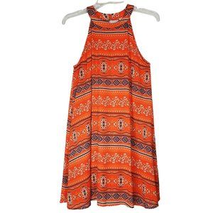 Altar'd State NWT S Mini Dress Sleeveless Halter Boho Sundress Orange Floral